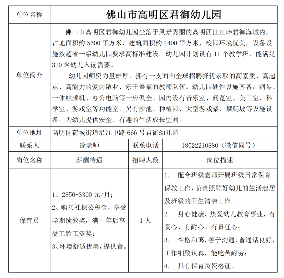 荷城高明最新职位招募